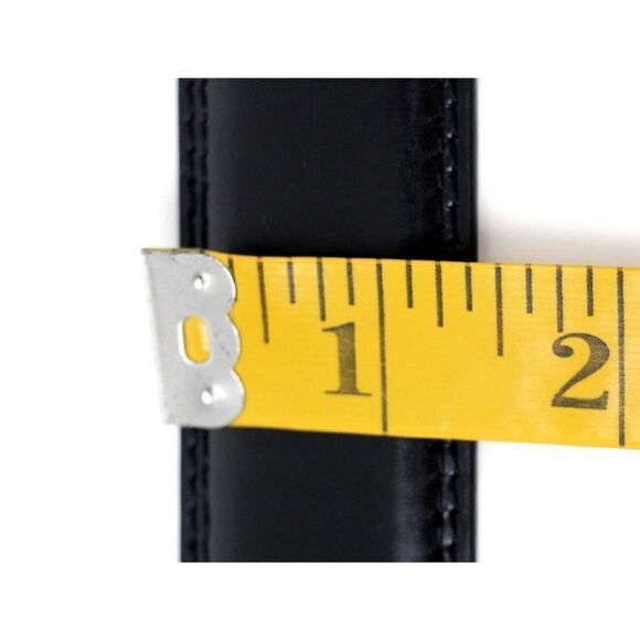 HandCrafted BLACK GENUINE LEATHER 1 3/8"Wd STITCHED DRESS MEN'S BELT Sz 44 (E79 - Picture 9 of 13